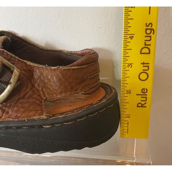 Gbx Brown Leather Closed-Toe Chunky Sandals Adjustable Strap Cushioned Soles 7M - Picture 7 of 9